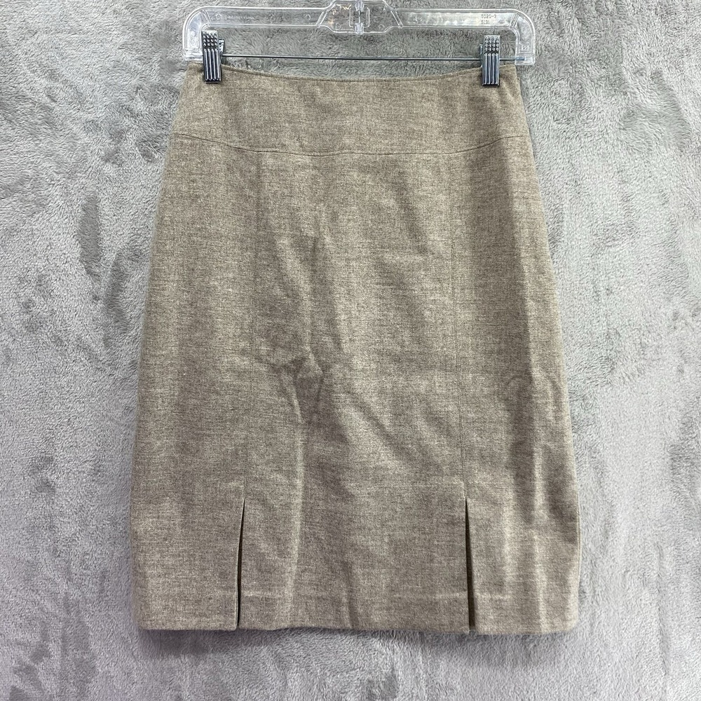 Banana Republic Women 2 Beige Wool Blend Stretch Pencil Skirt